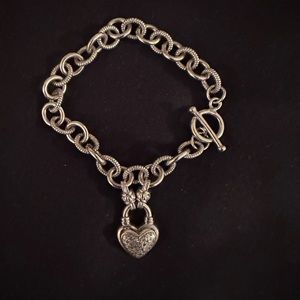 ZALES 1/4 CT. T.W. Diamond Heart Charm Bracelet in Sterling Silver